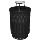 WITT Covington Collection Galvanized Laser Cut Waste Receptacle with Ash Tray Top - 40 gallon, Black